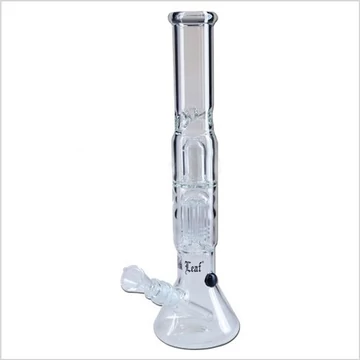 Bong Üveg ´Black leaf´ Percolator jégtartós with kickhole H: 38 cm d: 4,5 cm