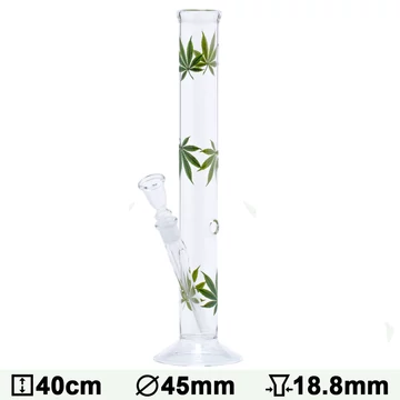 Bong Üveg levélmintás H: 40 cm S: 18,8 mm
