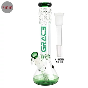Bong Üveg GG Zöld 6shooter chillum H: 40 cm