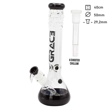 Bong Üveg GG fekete 6shooter chillum H: 40 cm
